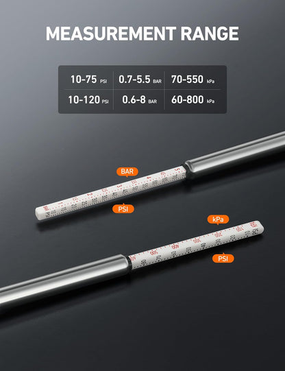 AstroAI Pencil Tire Pressure Gauge 2 Pack 10-75PSI, Calibrated to ANSI B40.1 Grade B (2%), Stainless Steel Body, Car Accessories with 3 Measurements for Cars, Bikes, Vehicles