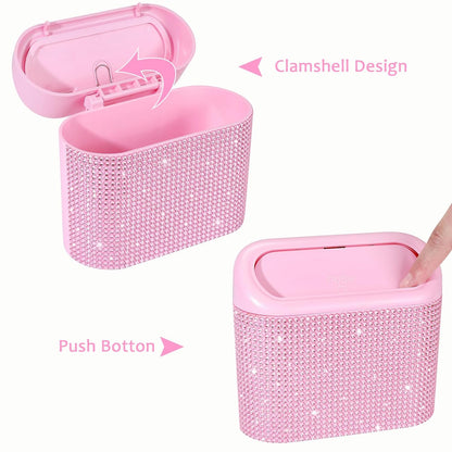 Accmor Car Trash Can with Lid, Leakproof Vehicle Garbage Organizer Holder Bin with 60 Pcs Trash Bags, Mini Auto Dustbin Interior Accessories Storage Container for SUV, Office, Home
