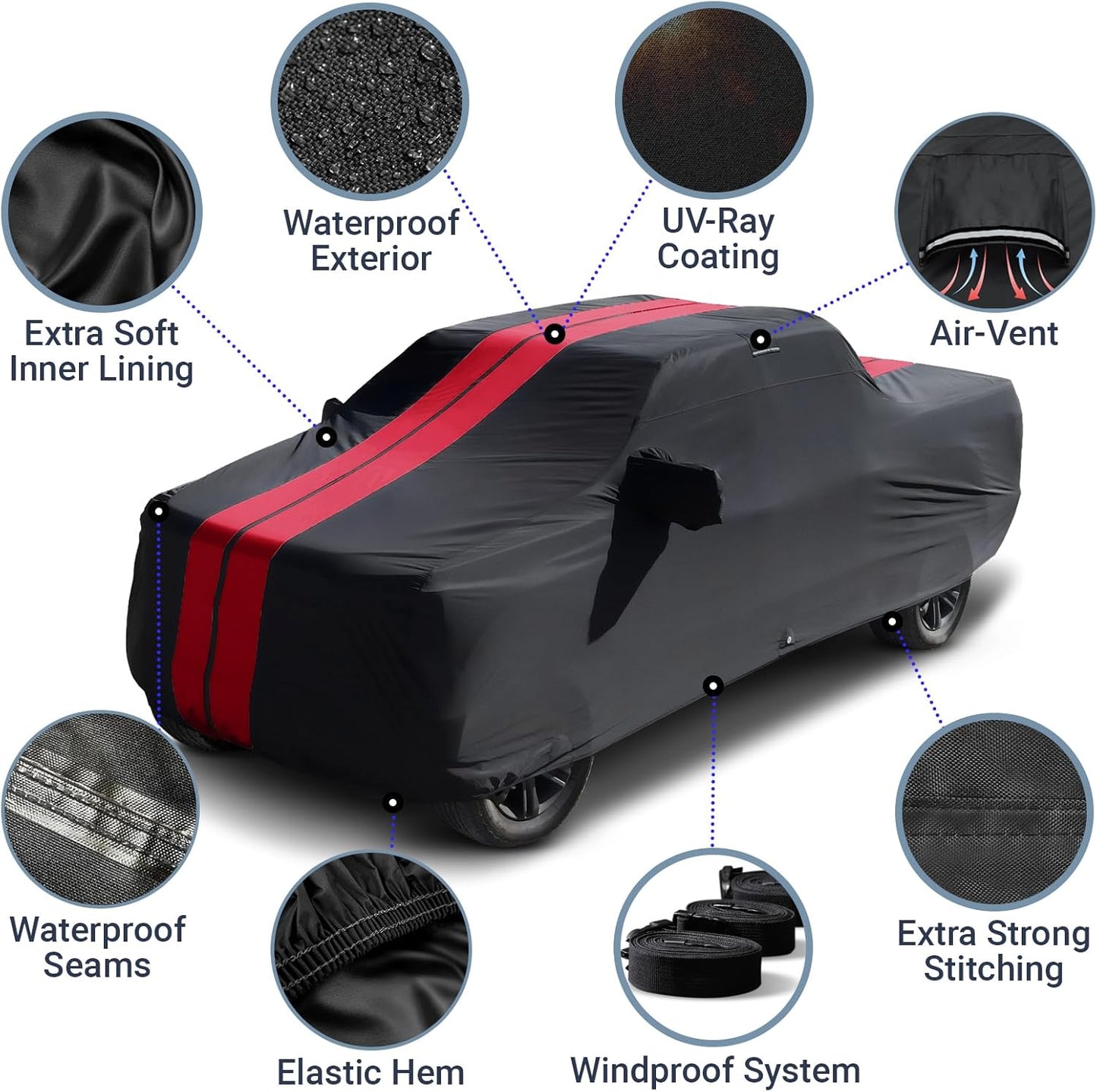 iCarCover 15-Layer Car Cover Waterproof All Weather | Premium Quality Car Covers for Automobiles, UV Protection, El Camino, Impala, Bel Air, Monte Carlo, Galaxie, Charger, Size C21 (See Size Chart) - Colors A