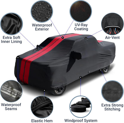 iCarCover 15-Layer Car Cover Waterproof All Weather | Premium Quality Car Covers for Automobiles, UV Protection, El Camino, Impala, Bel Air, Monte Carlo, Galaxie, Charger, Size C21 (See Size Chart) - Colors B