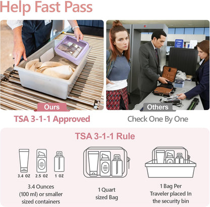 PACKISM Clear Makeup Bag - TSA Approved Toiletry Bag for Carry-on & Checked Luggage, Water Resistant Car Storage Organizer with Reinforced Seams