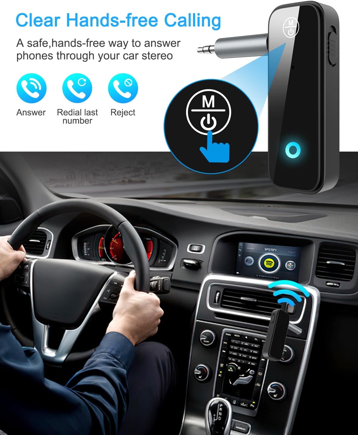 (Upgraded) Ankilo Aux Bluetooth 5.4 Adapter for Car, 2 in 1 Bluetooth Receiver Transmitter, Suitable for Cars, TV, Speakers, Stereo Systems and Headphones