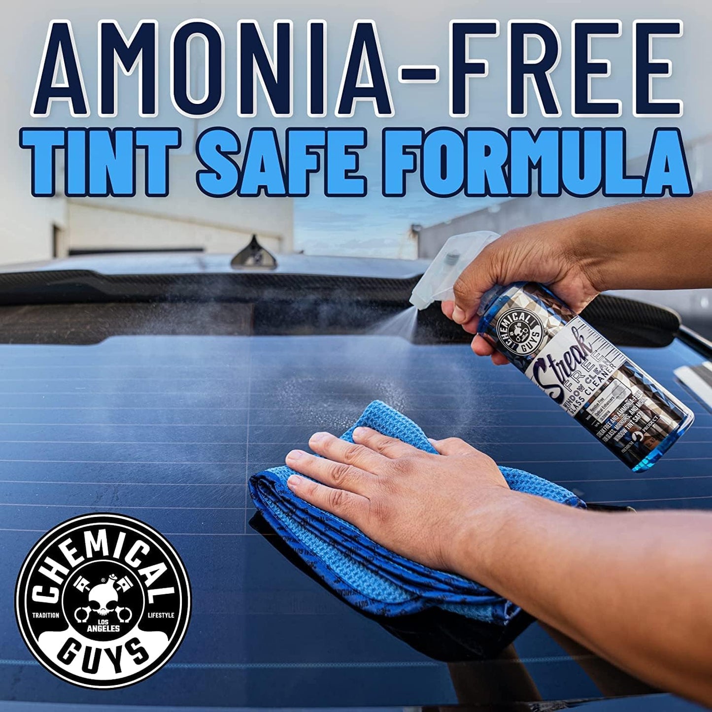 Chemical Guys Streak Free Glass and Window Cleaner - Works on Glass, Windows, Mirrors, and Screens, Ammonia-Free and Safe on Tinted Windows, for Cars, Trucks, SUVs, and Home Use - 16 oz