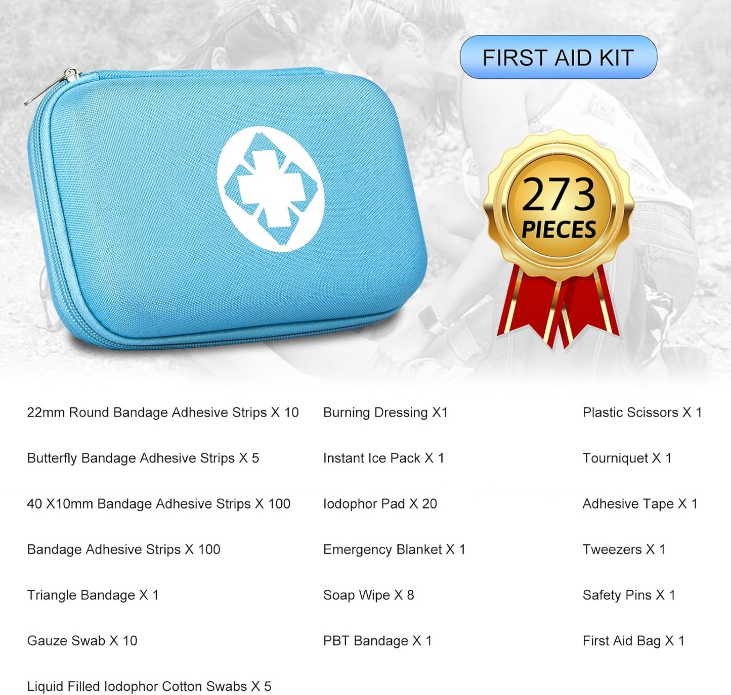 Car First Aid Kits 275Pcs Survival Gear Home Travel Size Small Emergency Kit Tactical Hiking EVA Camping Essentials Backpack Sports Office Boat Urgent Accident