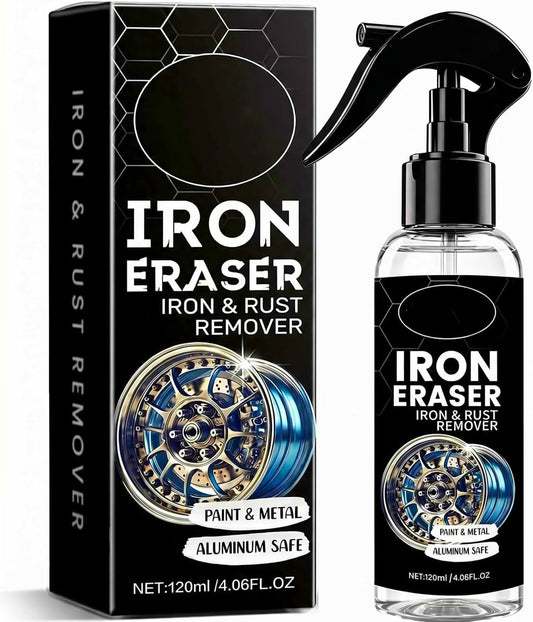Iron Eraser Rust Remover Spray - 2026 Powerful Car Rust Remover - Fast Acting Rust Iron and Rust Remover - Professional Iron Powder Remover Cleaner for Automotive Wheels Paint Metal Surface (1PC)