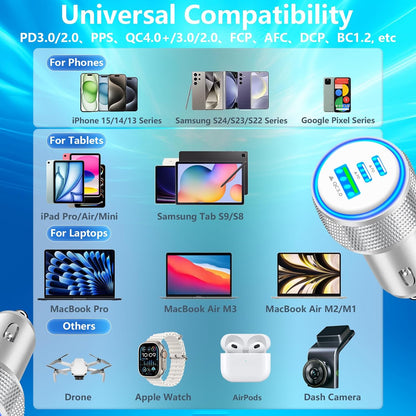 USB C Car Charger, Rombica 2Pack 3-Port 67W Dual PD USB-C&USB-A Car Power Cigarette Lighter USB Charger 3 in 1 PD/QC Type C Fast Car Charge for iPhone 17 17 Pro Max 16 15 14 13 12/Galaxy S26 S25/Pixel