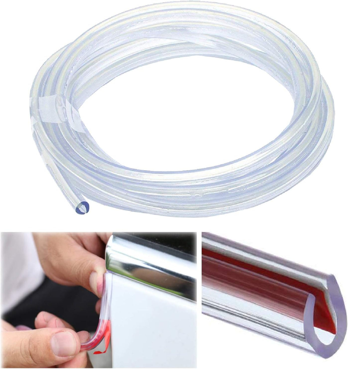 Car Door Edge Guards Clear, 16Ft Rubber Seal Protector U Shape Edge Trim Car Door Edge Protection Fit for Most Car