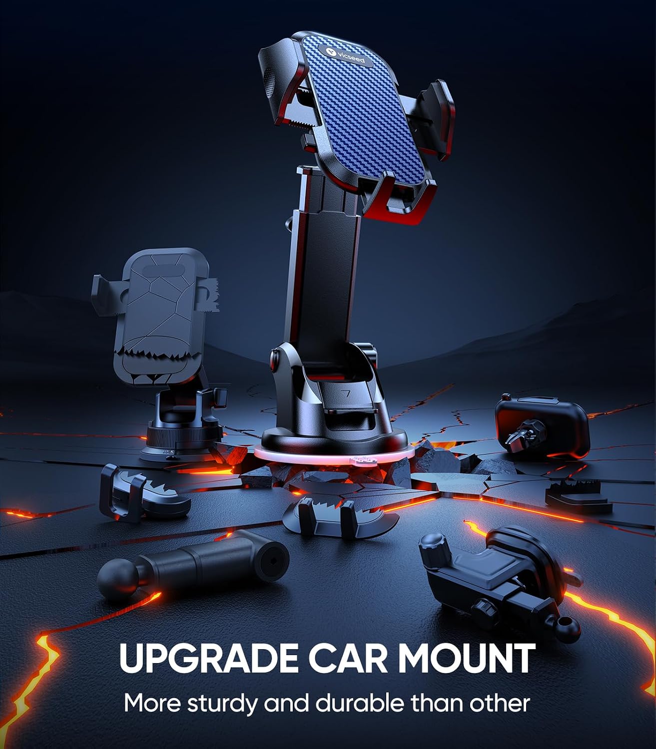 VICSEED 2026 Ultimate Sturdy Car Phone Holder [Upgraded 95+LBS Strongest Suction] Universal Long Arm Cellphone Mount for Car Dashboard Windshield Vent Truck Boat for iPhone 17 16 Pro Max & Android