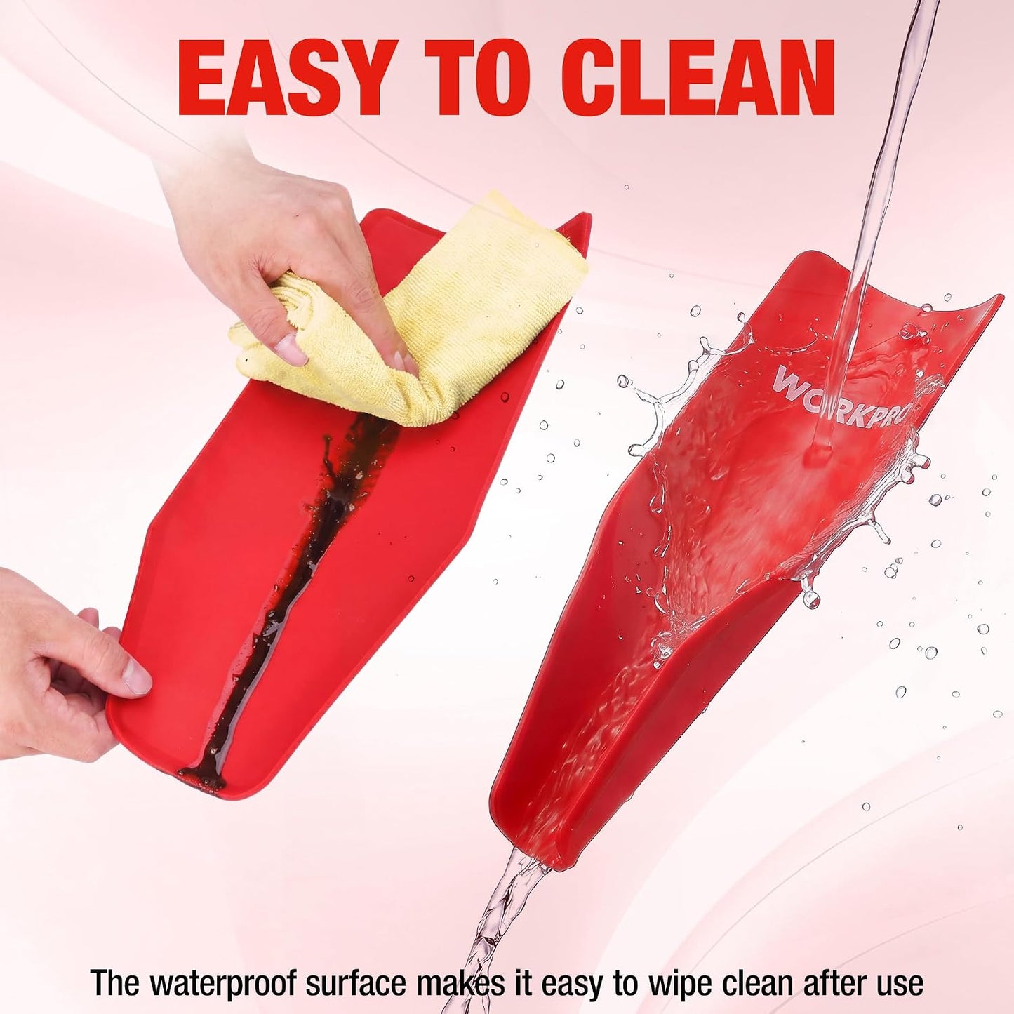 WORKPRO Flexible Oil Funnel for Automotive Use, Foldable Oil Drain Tool for Quick and Clean Oil Changes, Featuring a Thicker Silica Gel for Durability and Maintains Shape-Blue