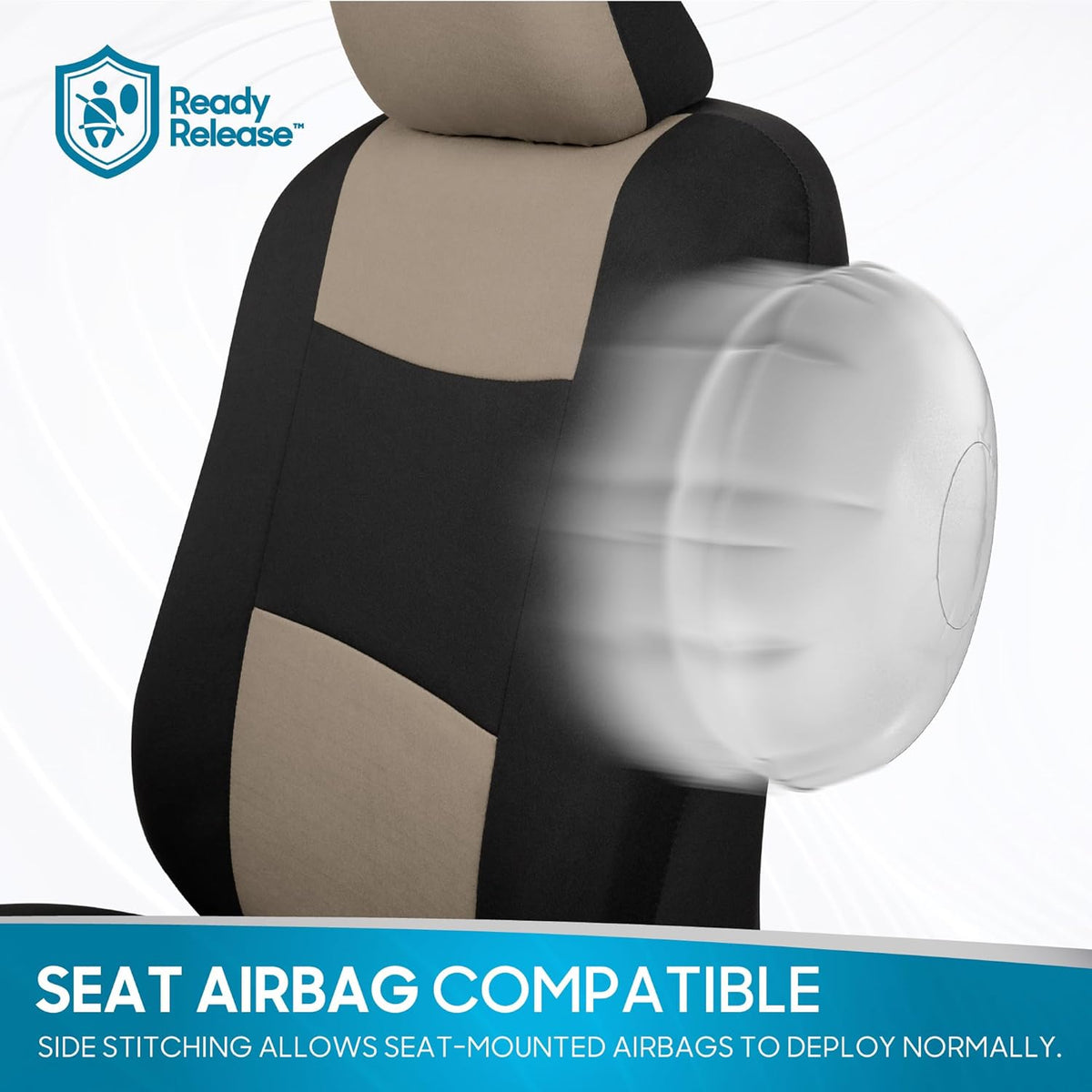 BDK PolyPro Car Seat Covers Full Set in Charcoal on Black – Front and Rear Split Bench for Cars, Easy to Install Cover Set, Accessories Auto Trucks Van SUV