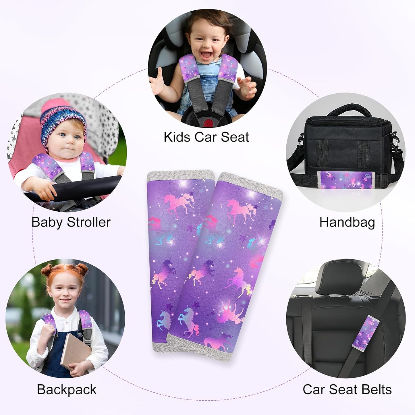 Seat Belt Cover Pad for Baby, Soft Seatbelt Cushion Covers for Kids 2Pcs Car Seat Strap Shoulder Pads for All Car Seats, Stroller, High Chair,Blue Dinosaur