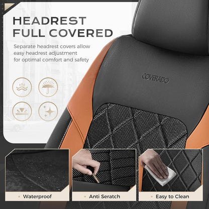 Coverado Car Seat Covers, Seat Covers Full Set, 5 Seats Automotive Seat Cover, Mesh Breathable Seat Protectors, Universal Fit for Most Cars