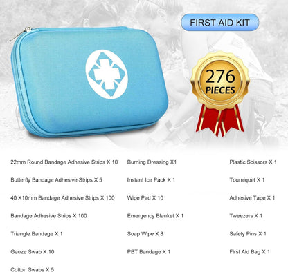 276PCS First Aid Kit Home Car Camping Hiking Emergency Supplies Small Compact Lovely Bag for School Outdoor, Basic Outdoor Essentials Survival Kit for Travel AMORNING