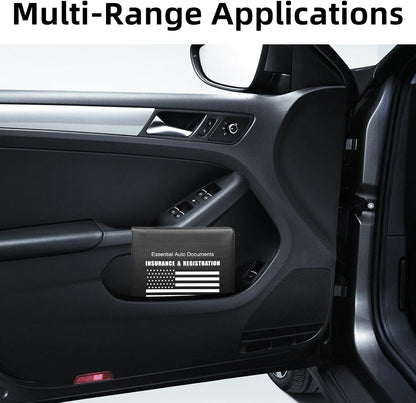 Ziciner Car Registration Insurance Holder, 2Pack Essential Auto Card Document Glove Box Organizer with Touch Fastener, Vehicle Interior Accessories Perfect for Most Car, Truck, SUV (Red/Small Car)