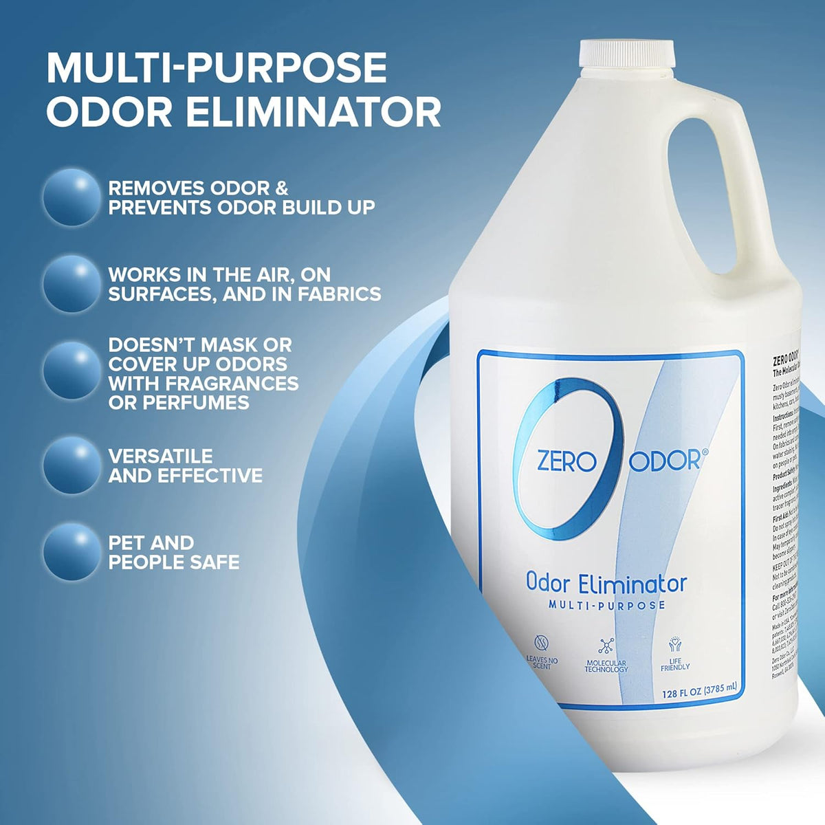 Zero Odor Multi-Purpose Odor Eliminator - Eliminate Air & Surface Odor – Patented Technology Best for Bathroom, Kitchen, Fabric, Closet- Smell Great Again, 8oz (Over 1000 Sprays)