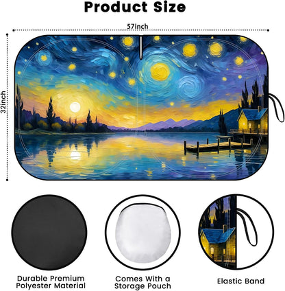 Iridescent Sun Shade for Car Windshield, Foldable Universal Car Windshield Upgrade Sunshade Enhanced UV Rays Reflective Sun Visor Shade Keeps Vehicle Cool