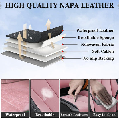 Coverado Seat Covers Full Set, Black Seat Covers for Cars 5 Seats, Car Seat Protector, Waterproof Nappa Leather Car Seat Cushion, Front and Rear Car Seat Cover Fit for Most Sedans SUV Pick-up Truck - Colors A