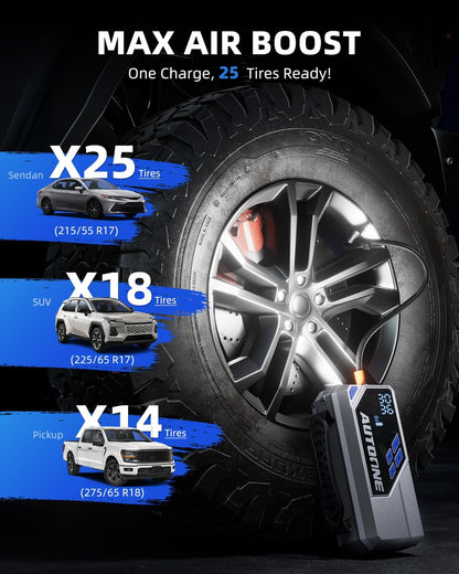 AUTOONE 6000A Car Battery Jump Starter Up to All Gas & 12L Diesel Engine, Car Battery Jumper Starter Portable 12V Jump Box with USB Output, Storage Case, LED Flashlight