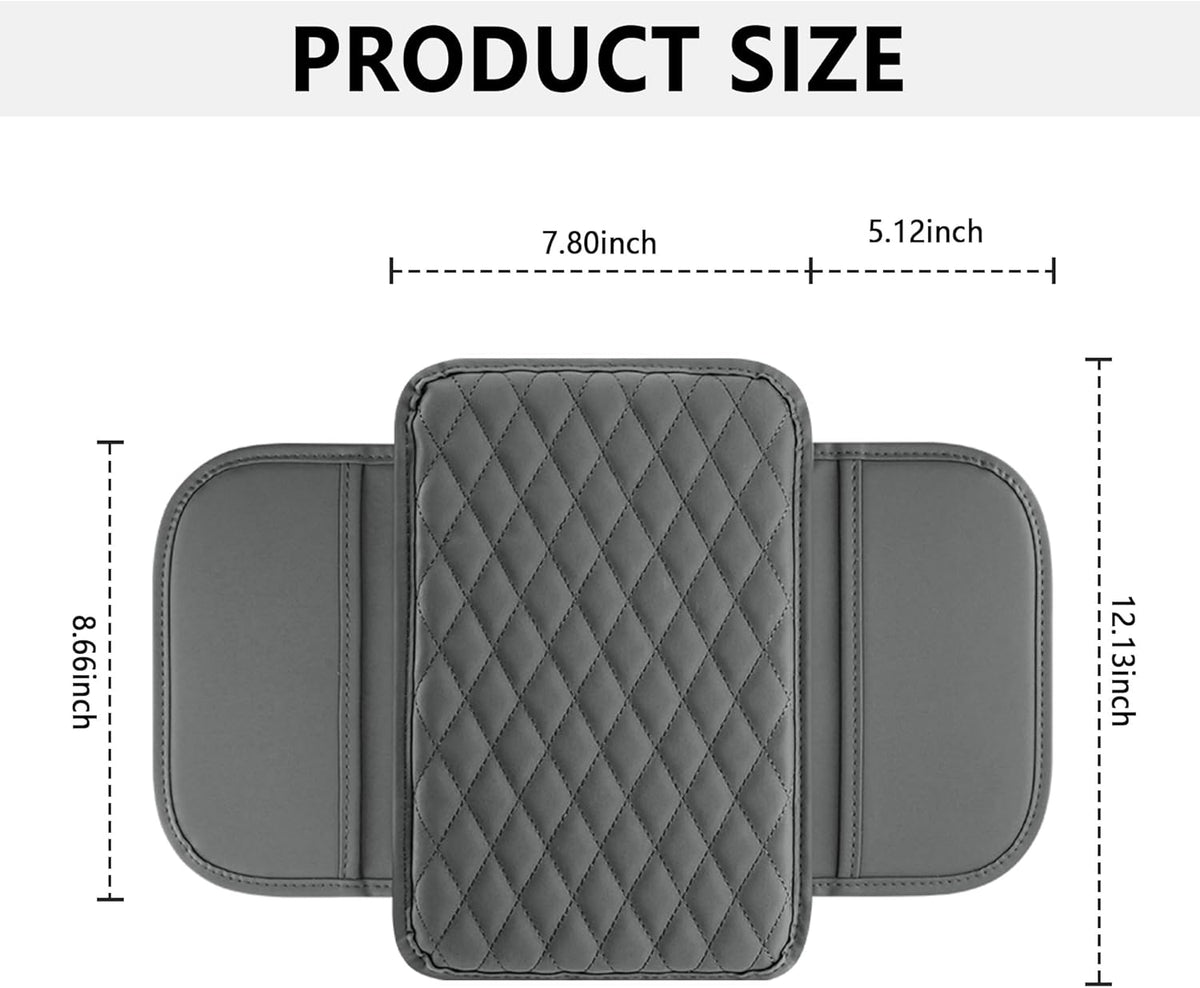 Stacool Upgraded Car Center Console Cover,Microfiber Leather Car Armrest Cover Cushion with 2 Storage Bags,Universal Car Armrest Storage Box (Black)