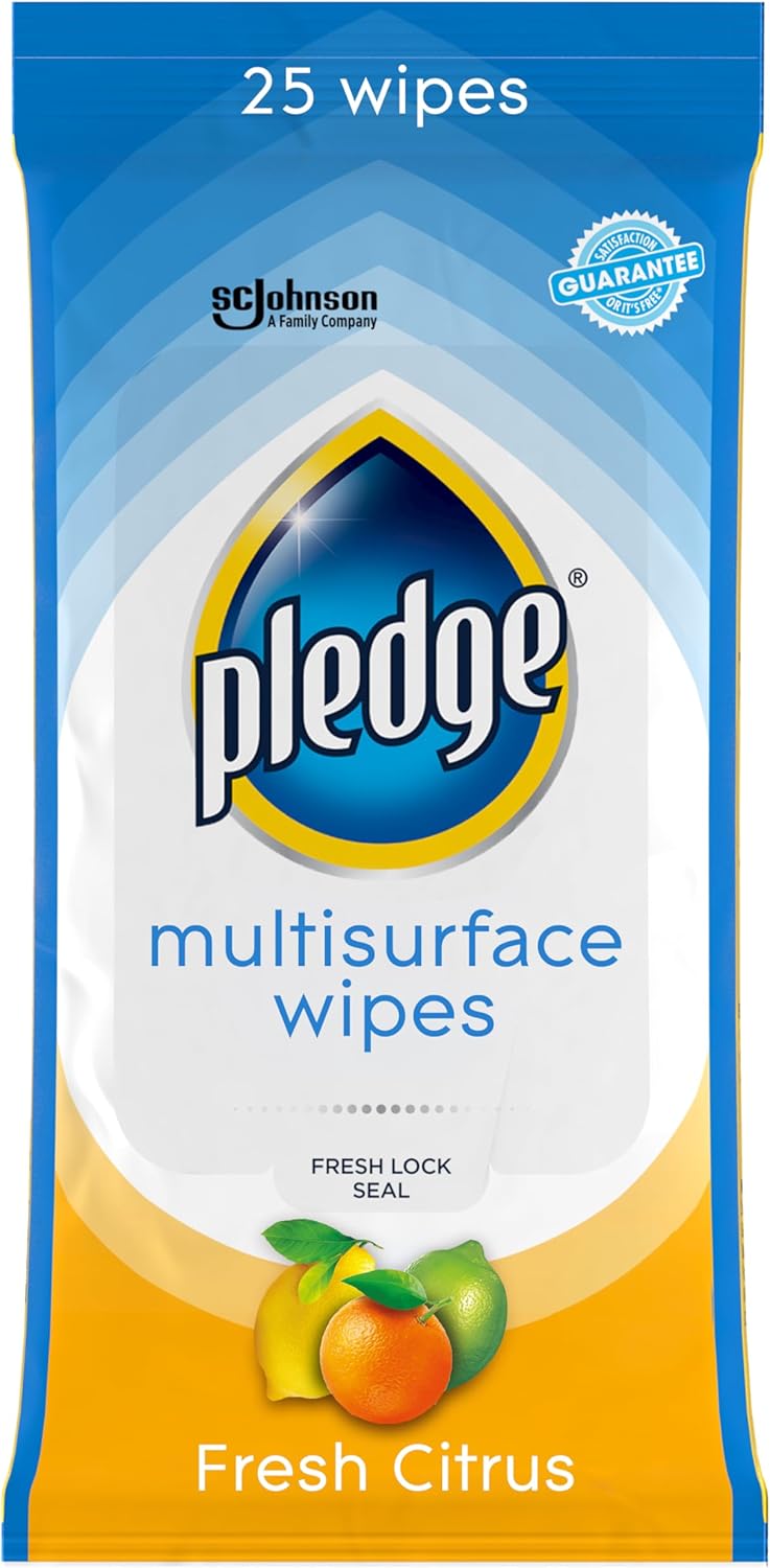 Pledge Multisurface Cleaning Wipes, pH Balanced, Fresh Citrus, 25 Count