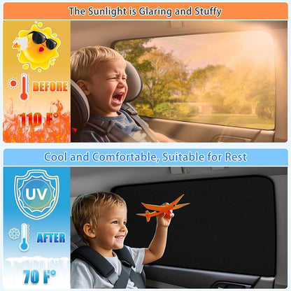 ZATOOTO Suede Car Window Shades 4PCS - Car Window Covers for Ultimate Privacy, UV Protection, and Heat Insulation, Side Window Sun Shade Perfect for Camping, Travel, Baby Safety, and Daily Use