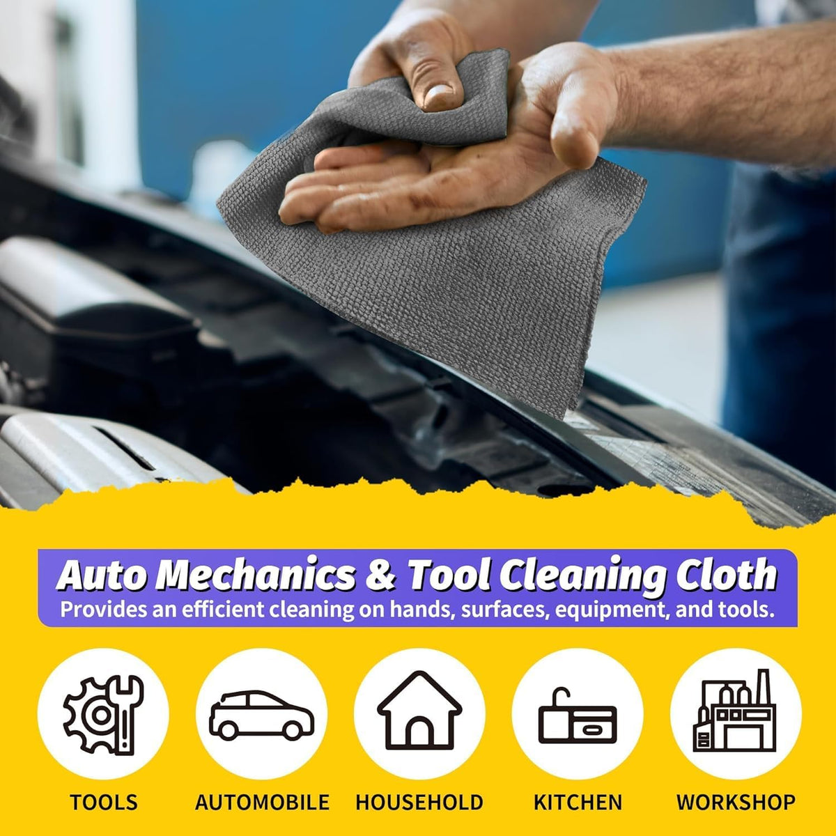 Microfiber Cleaning Cloth, 100 Pack Cleaning Rags Microfiber Towel Bulk Absorbent Lint-Free Wash Cloths, All-Purpose Shop Towels for Cars, Automotive, Garage, Home & Kitchen 11.5"*11.5"