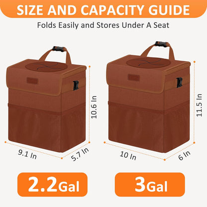 Vankor Car Trash Can Bin with Lid Hanging for Back Seat, Car Accessories for Women Men Leak Proof Automotive Garbage Cans Leakproof Vehicle Trash Can for Truck SUV Black