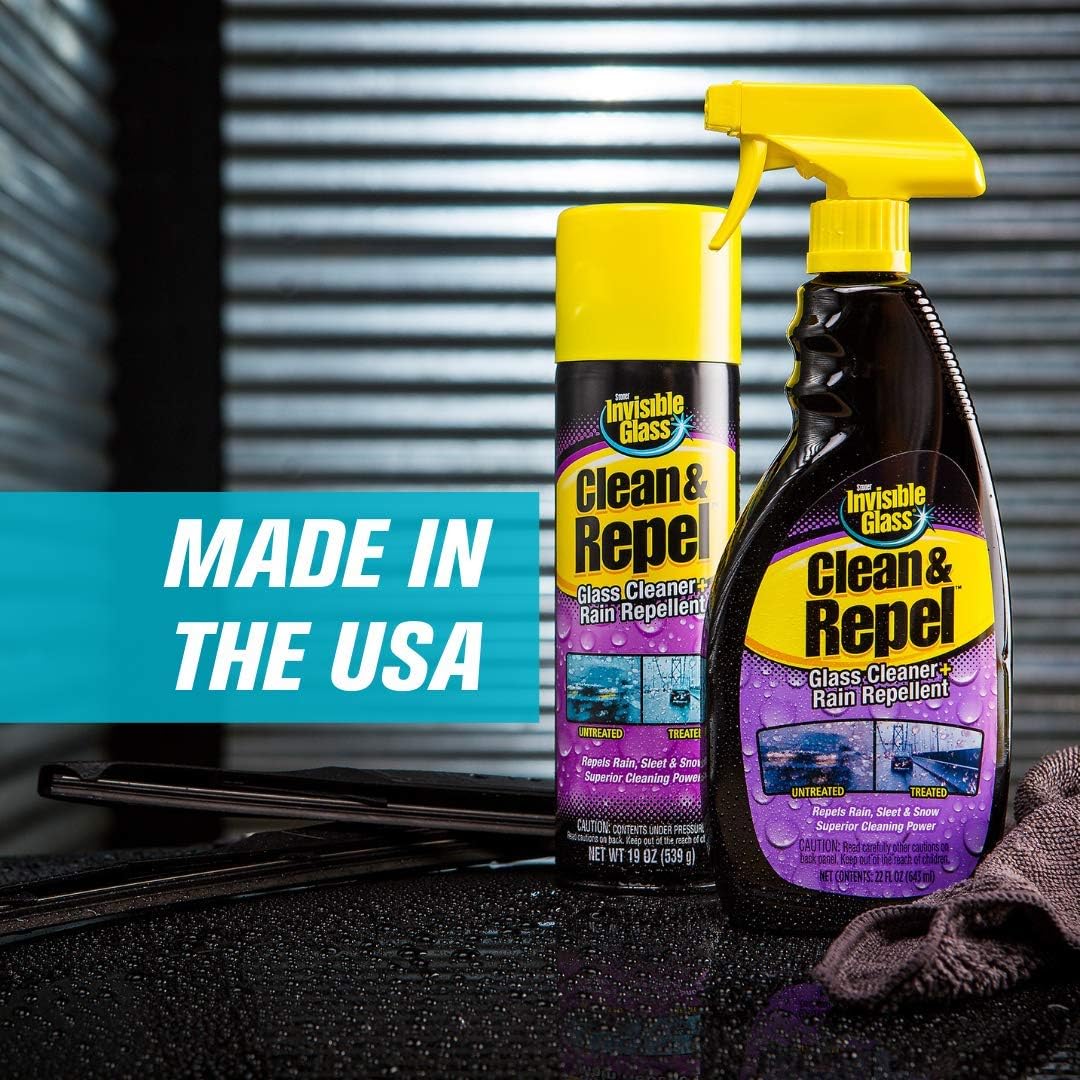 Invisible Glass 92184 Glass Cleaner + Rain Repellent 2-in-1 Windshield and Window Spray, Cleans Auto Glass, Repels Rain, Sleet, Snow, Improves Wet Weather Visibility – 22 fl oz