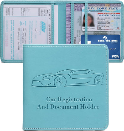 Registration and Insurance Card Holder, Vehicle Glove Box Car Organizer with Magnetic Closure, Interior Car Accessories for Documents, Cards, License Storage, 1-Pack Red