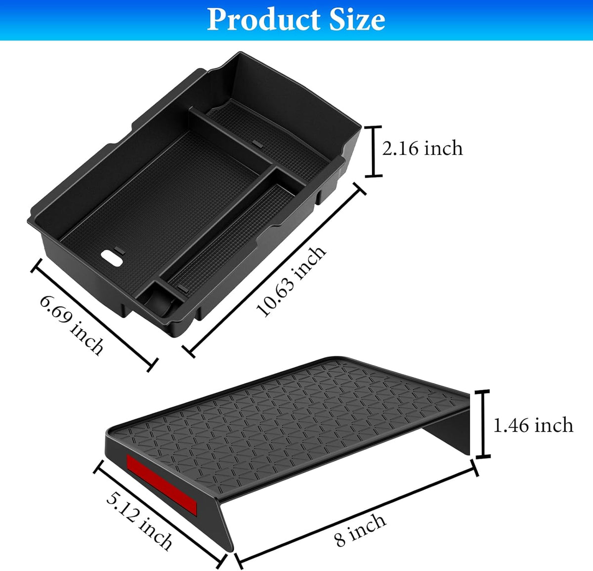 YPHUIKI 3PCS Center Console Organizer Compatible with Honda CRV 2023 2024 2025 2026 Accessories CR-V Hybrid Armrest Organizer Tray Hidden Storage Box ABS Material