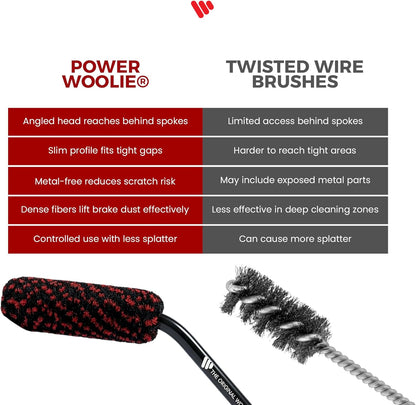 Wheel Woolies Caliper & Spoke Brush - 18" Angled Wheel Cleaning Brush for Rims, Spokes & Brake Calipers | Slim No-Scratch Rim Brush with Anti-Slip Grip Handle | Made in USA