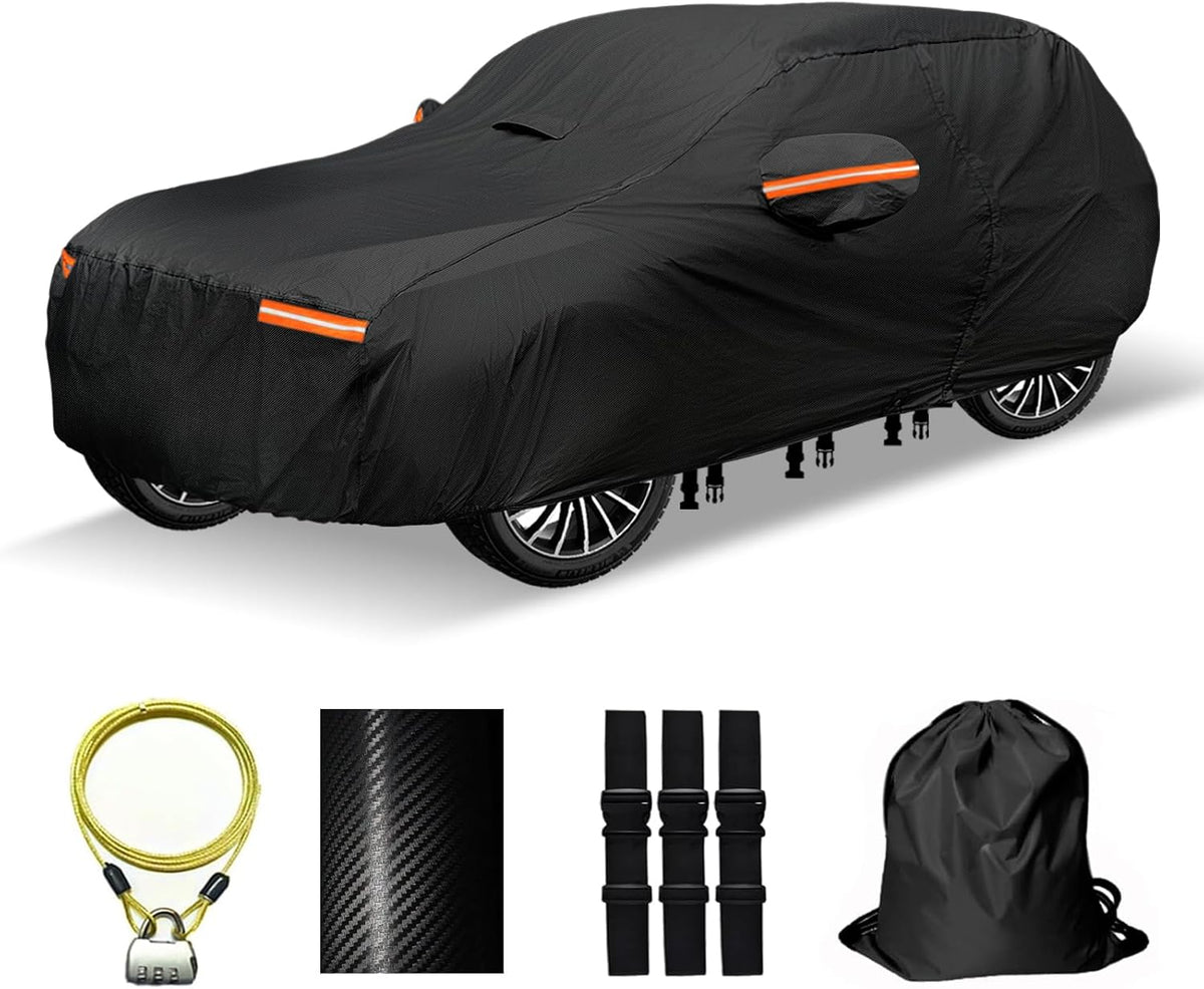 30 Layers Car Cover for Automobiles All Weather Waterproof, Outdoor Snowproof UV Protection Windproof, Door Zipper, Soft Cotton, Heavy Duty Universal Car Covers, (Silver, Fit Sedans 171"-180")