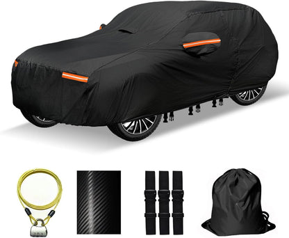 30 Layers Car Cover for Automobiles All Weather Waterproof, Outdoor Snowproof UV Protection Windproof, Door Zipper, Soft Cotton, Heavy Duty Universal Car Covers, (Silver, Fit Sedans 171"-180")