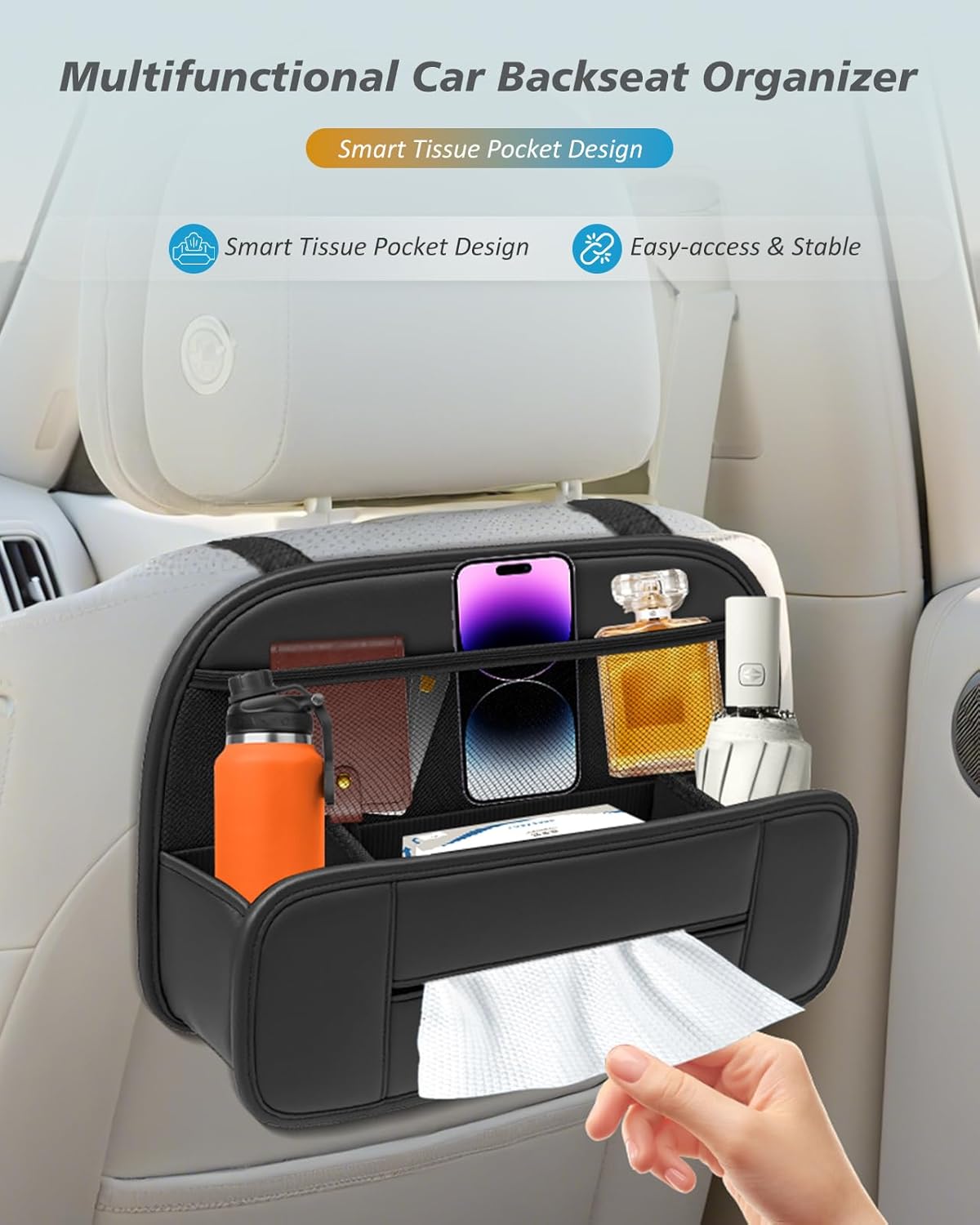 FLORICH Car Seat Gap Filler, Pro-Seats Gap Filler Organizer and Storages 2-in-1, Premium Leather Center Console Organizer, Car Organizer Front Seat Universal Fit for Car SUV Truck