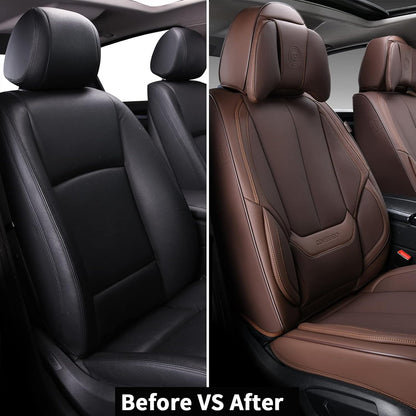 Coverado Seat Covers Full Set, Black Seat Covers for Cars 5 Seats, Car Seat Protector, Waterproof Nappa Leather Car Seat Cushion, Front and Rear Car Seat Cover Fit for Most Sedans SUV Pick-up Truck - Colors B