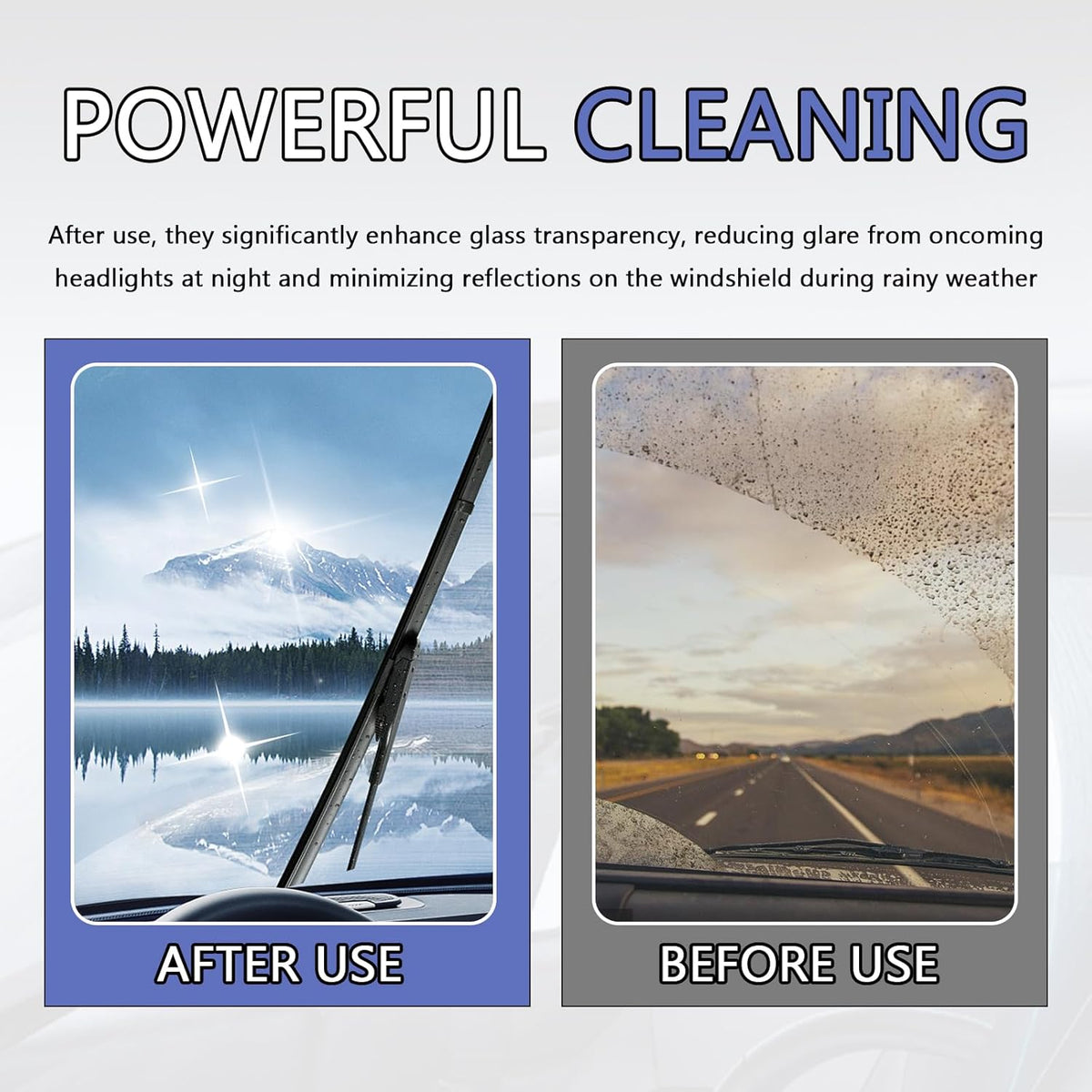 50PCS Windshield Washer Tablets,Concentrated Solid Effervescent Windshield Washer Fluid Tablets for Quickly Clearing Dust,Mud & Grime,Portable Windshields Wiper Fluid Tablet