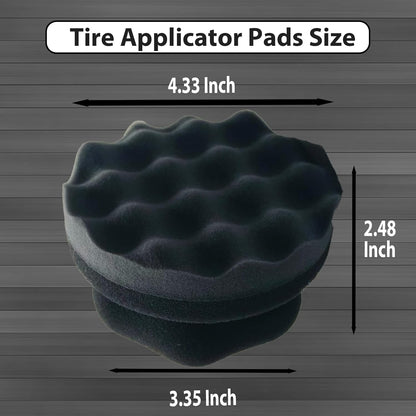 Tire Shine Applicator Pads, 2 Pcs Tire Dressing Applicator, Reusable Tire Shine Sponge Wave Contoured for Car Detailing, 3.15inch