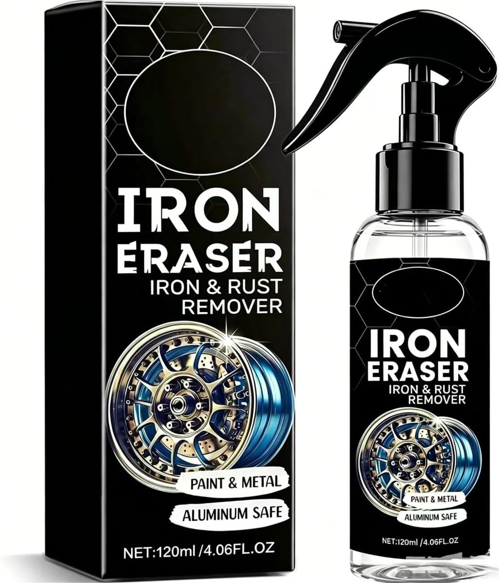 Iron Eraser Rust Remover Spray, Iron Eraser Iron and Rust Remover for Car Wheels and Paint, Fast Acting Rust and Brake Dust Remover, Professional Automotive Surface Cleaning (1PCS)