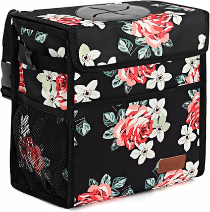 Femuar Leak Proof Car Trash Can with Lid - Waterproof Automotive Garbage Bin for SUVs, Collapsible and Portable Car Trash Bag, Black