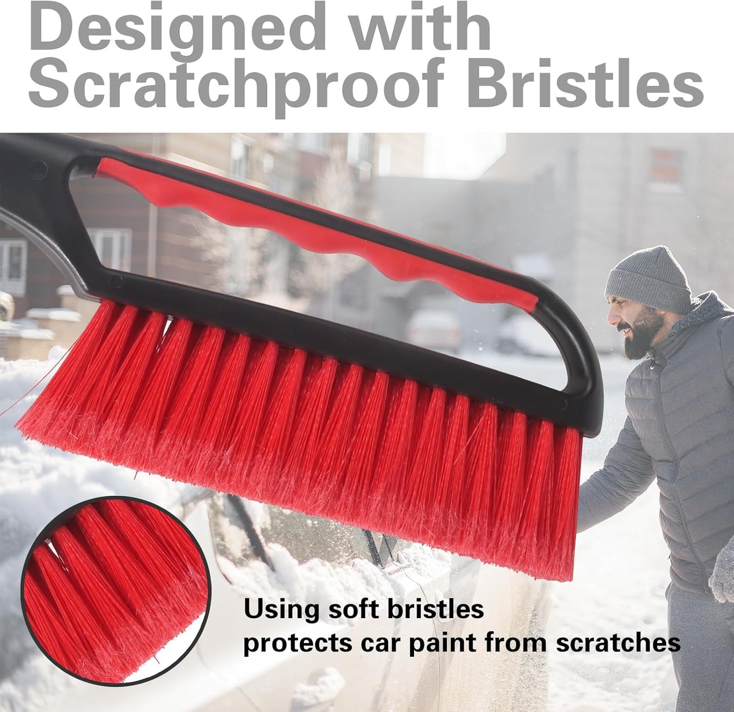 Snow Brush and Ice Scraper for Car Windshield,26.4" Window Scraper Deicer for Car SUV and Truck,Ice Scrapers and Brushes 2 in 1,Winter Car Automotive Exterior Accessories(1Pack Orange)