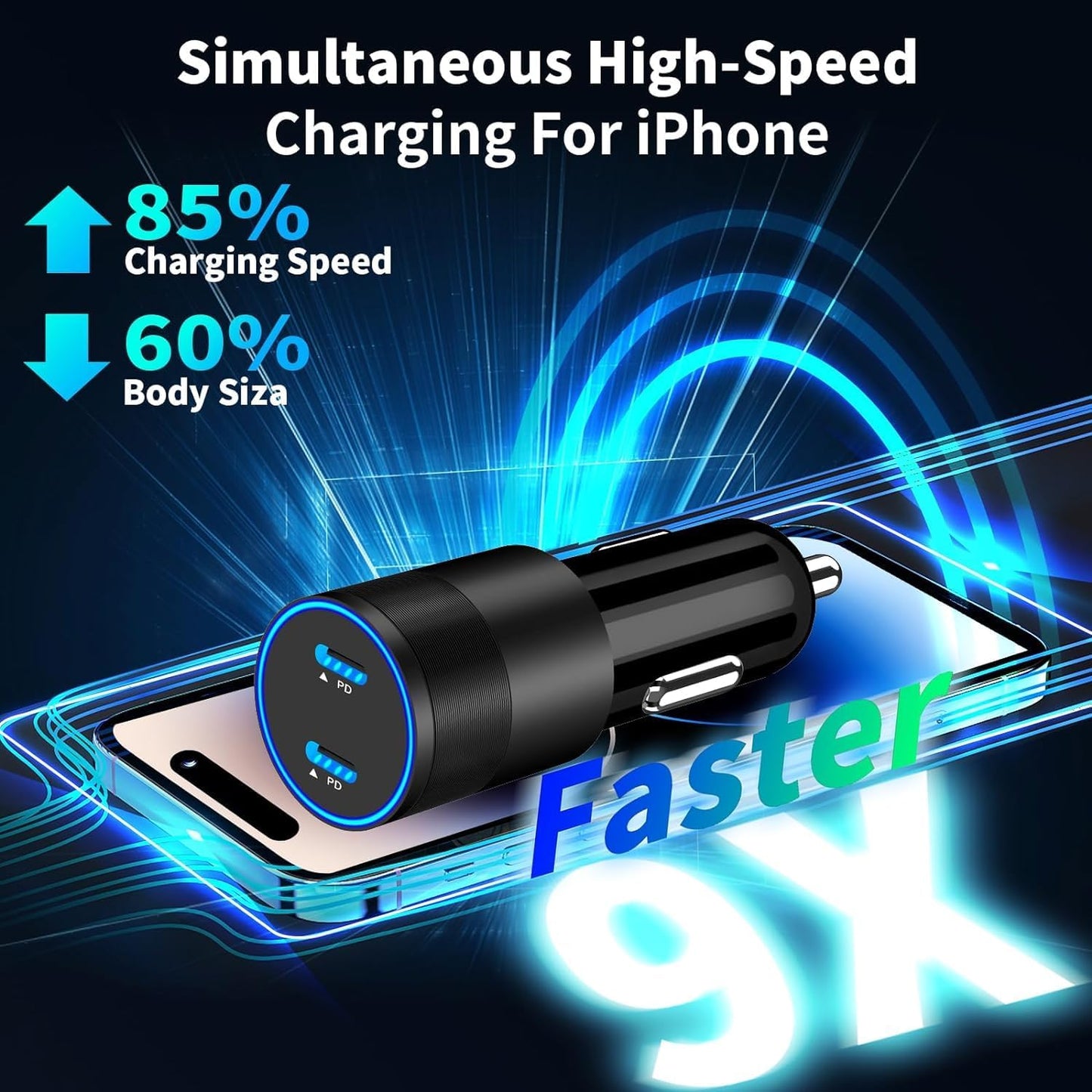USB C Car Charger, Rombica 2Pack 3-Port 67W Dual PD USB-C&USB-A Car Power Cigarette Lighter USB Charger 3 in 1 PD/QC Type C Fast Car Charge for iPhone 17 17 Pro Max 16 15 14 13 12/Galaxy S26 S25/Pixel