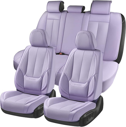 Coverado Seat Covers Full Set, Black Seat Covers for Cars 5 Seats, Car Seat Protector, Waterproof Nappa Leather Car Seat Cushion, Front and Rear Car Seat Cover Fit for Most Sedans SUV Pick-up Truck - Colors A