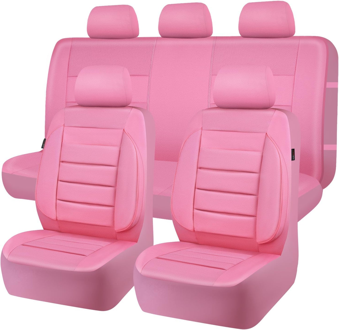 CAR PASS Leather Seat Covers Full Set Universal Water Resistant 3D Foam Back Support, Luxury Comfort Automotive 5 Seat Covers All Season Fit for SUV,Sedan,Van, Airbag Compatible Elegance(Pure Black)
