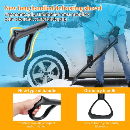 45.6" Ice Scraper and Snow Brush for Car Windshield [Silicone Bristles] ,3-in-1 Extendable Emergency Snow Shovel with Ergonomic Foam Grip and 360° Pivoting Brush Head for Christmas, Car Auto Truck SUV