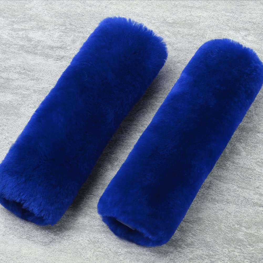 OGLAND Authentic Sheepskin Car Seat Belt Pad,2 Pack Soft Seat Belt Cover for Shoulder Pad Neck Cushion Protector Car Accessories by Genuine Natural Merino Wool (Misty Gray) - Colors B
