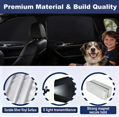 XCBYT Car Window Shades - 4 Pcs Car Privacy Curtains - 100% Block Light Car Window Covers - Magnetic Side Window Sun Shade Keeps Cooler for Breastfeeding, Taking a nap, Changing Clothes, Camping
