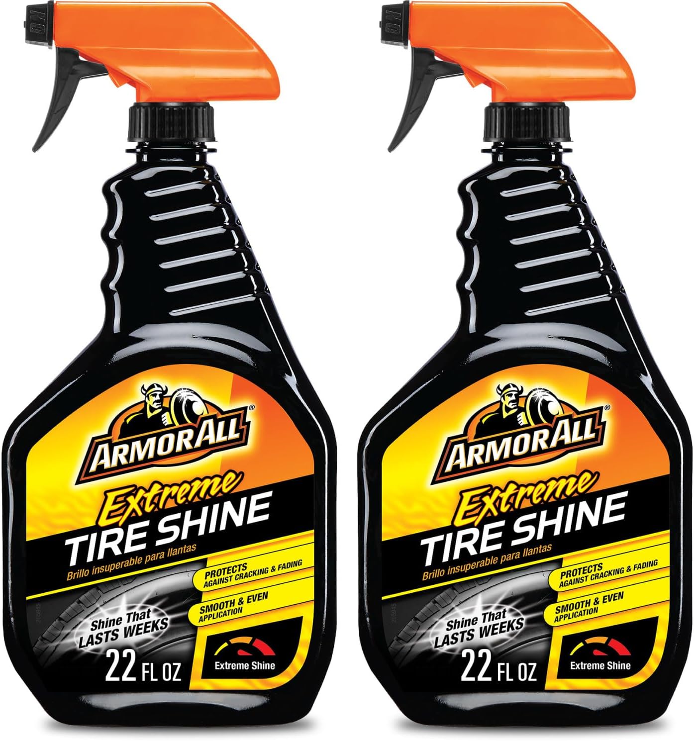 Armor All Car Tire Shine, One-Step Tire Shine Spray for Precise, Even Shine and Minimal Overspray, 2 Count