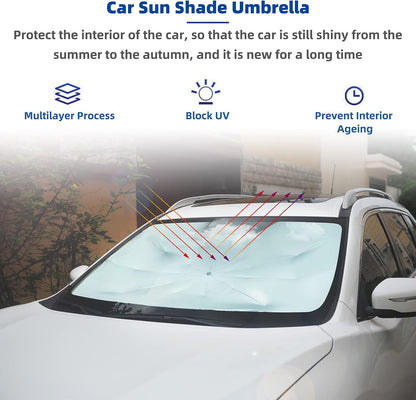 Foldable Car Windshield Umbrellas, Sun Shade Umbrella for Front Windows, Suitable for Windshields of Various Car Models (Large)