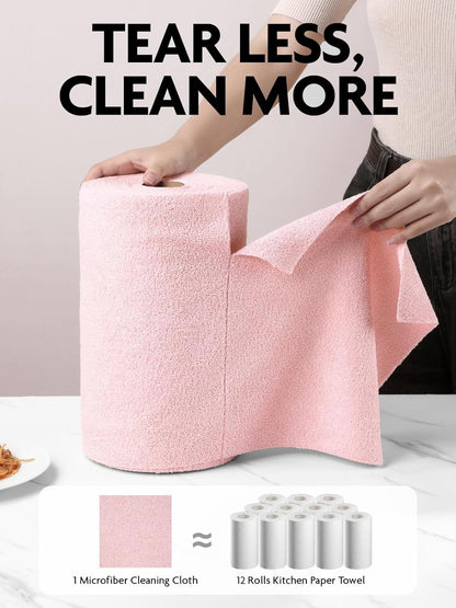 Fantasticlean Microfiber Cleaning Cloth Roll -75 Pack, Tear Away Microfiber Towels, 12" x 12", Reusable, Washable, Scratch Free, Ultra Absorbent for All-Around Cleaning Supplies (DimGray)