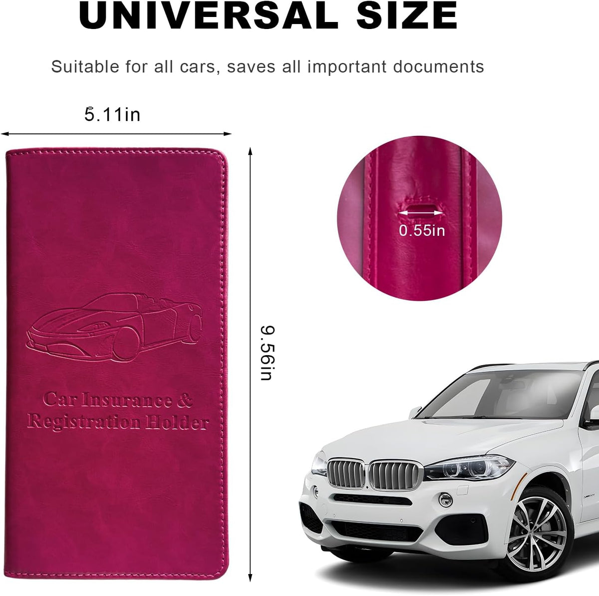 Car Registration and Insurance Holder, Leather Auto Glove Box Document Organizer with Magnetic Closure, Car Essential Paperwork Wallet Case Interior Accessories for Women Men (Leopard Print)